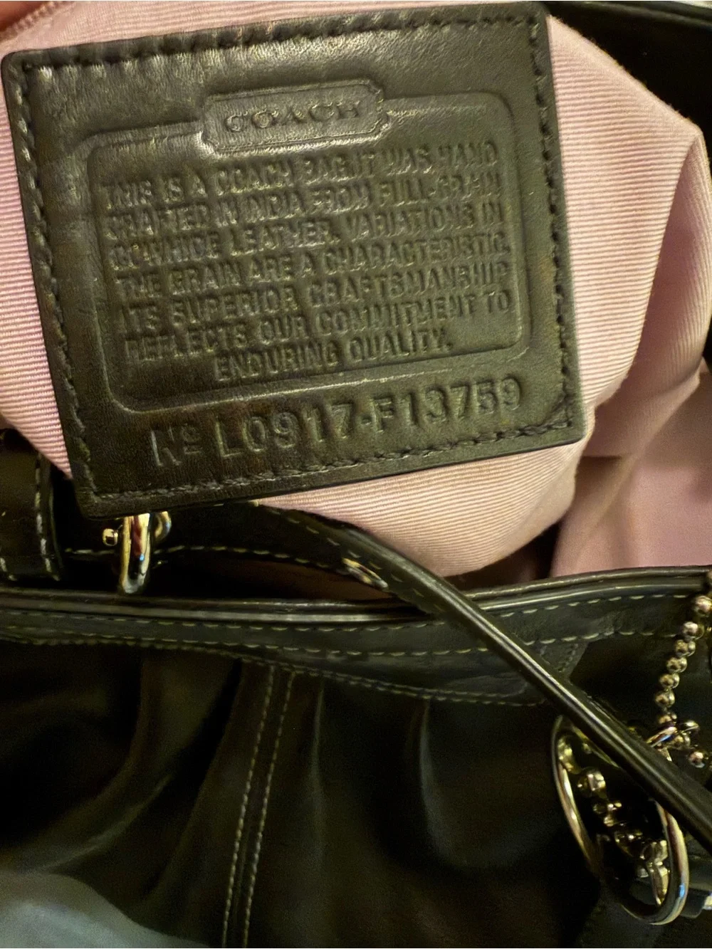 Coach East West Leather Gallery Tote with Signature Charm Y2K